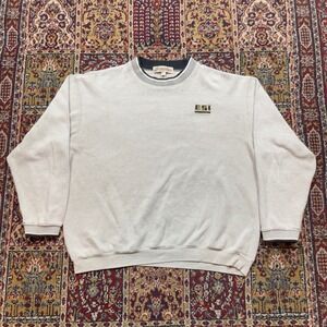 VTG 90s AKWA Men's XL Textured Pullover Sweatshirt ESI Logo Crew Neck USA ringer